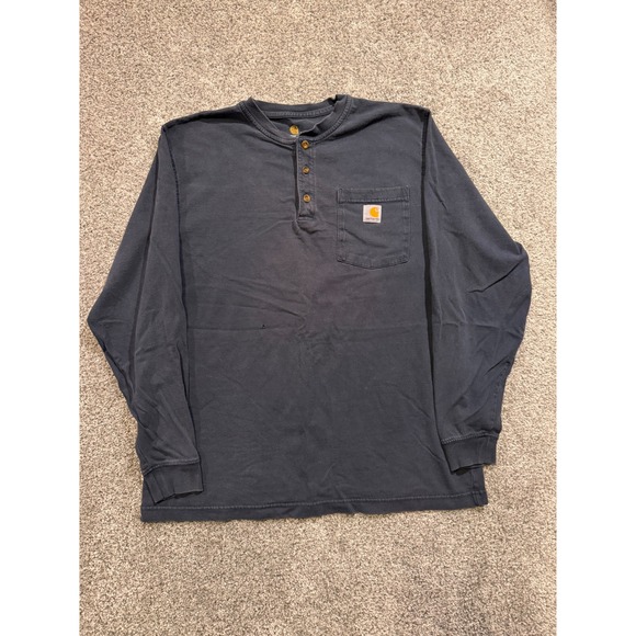 Carhartt Other - Carhartt Henley Shirt Mens M Navy K128 NVY Workwear Long Sleeve Pocket Cotton *
